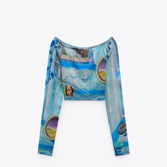 Zara limited edition larissa de Jesus negron print crop top - Picture 7 of 9